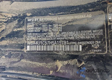 2017 BMW 440I xDrive from USA, damaged, VIN WBA4U1C57H5A15791